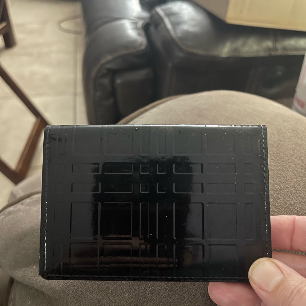 Burberry Patent Leather Black Geometric Pattern Wallet
